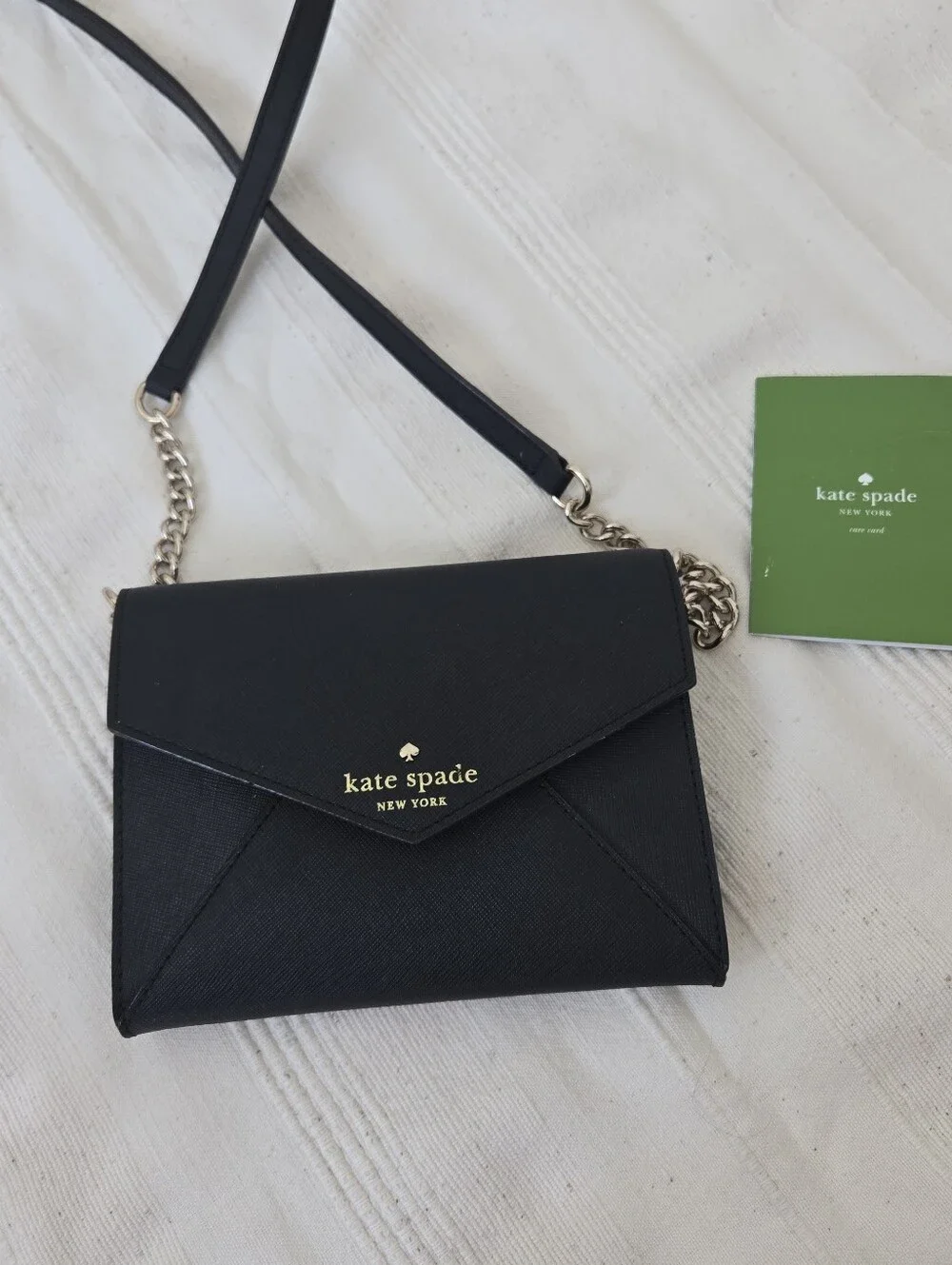 Kate Spade Cedar Street Monday Black Crossbody Bag  Walet On Chain Black Leather